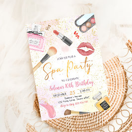 Invitación Fiesta de Spa Glitz Glam Chica Makeup Cumpleaños