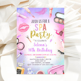 Invitación Fiesta de Spa Glitz Glam Chica Makeup Cumpleaños