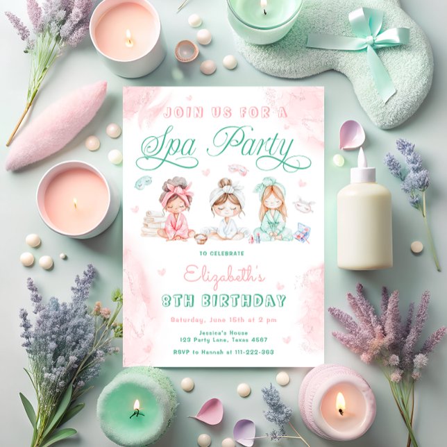 Invitación Fiesta De Spa Kids Fiesta De Cumpleaños Rosa (Subido por el creador)