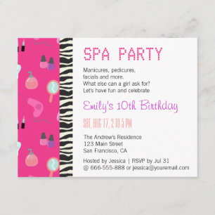 Invitación Fiesta de Spa Mimado, Para Chicas