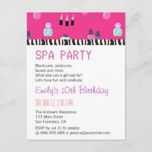 Invitación Fiesta de Spa Mimado, Para Chicas
