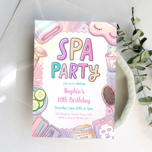 Invitación Fiesta de Spa Noche de Chicas Cumpleaños de Adoles