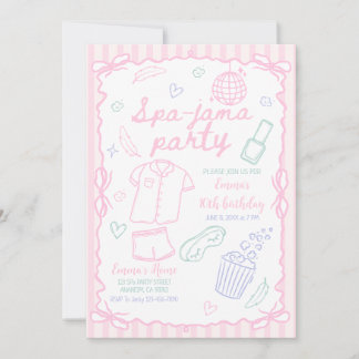 Invitación Fiesta de Spa Noche de pijamas Cumpleaños de niña 