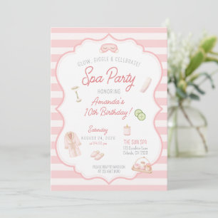 Invitación Fiesta de Spa Rosa Cumpleaños de niña preadolescen