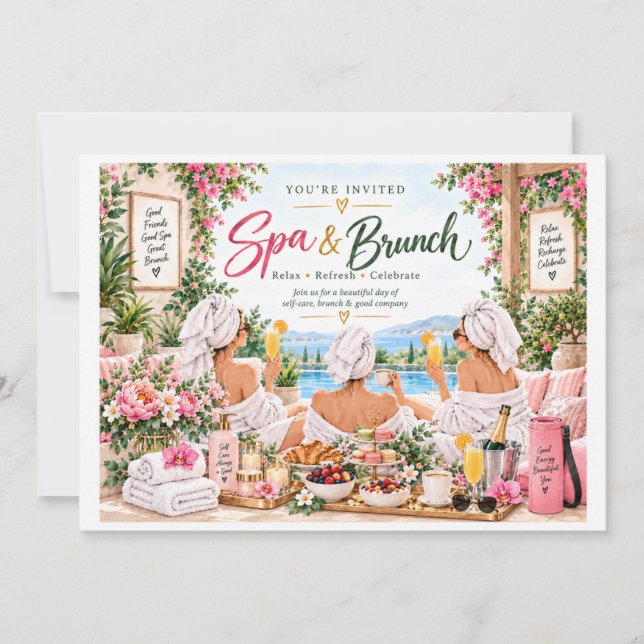 Invitación Fiesta de Spa y Brunch (Anverso)