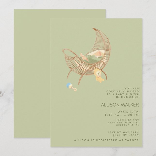 Invitación Fiesta de Sprinkle de Bebé Boho Neutral en Género (Anverso / Reverso)