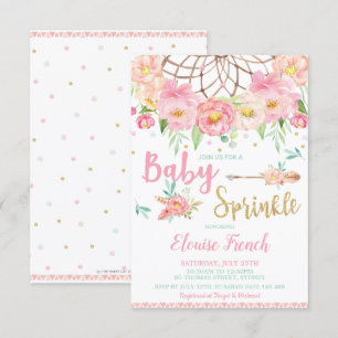 Invitación Fiesta de Sprinkle de Bebé Floral Boho Soñador