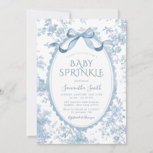 Invitación Fiesta de Sprinkle de Bebé Niña Coquette Azul Chin