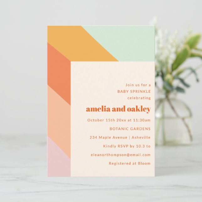 Invitación Fiesta de Sprinkle para Pareja Bebé con Franjas Co (Anverso de pie)