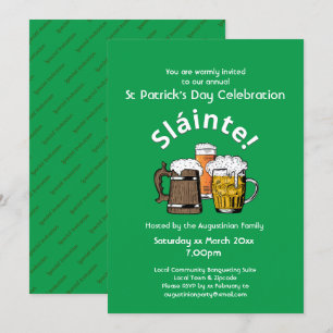 Invitación Fiesta de St Patrick' Day Sláinte Cheers & Beers