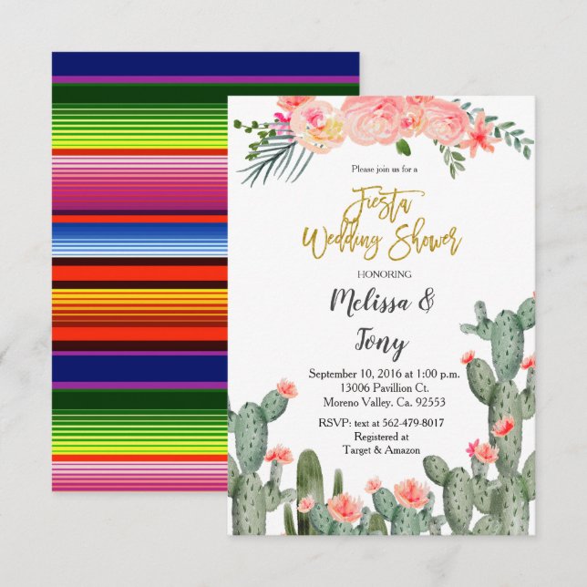 Invitación Fiesta de suculentas Floral Boda regadera (Anverso / Reverso)