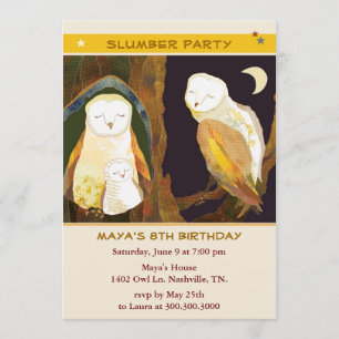 Invitación Fiesta de sueño de familia de búho