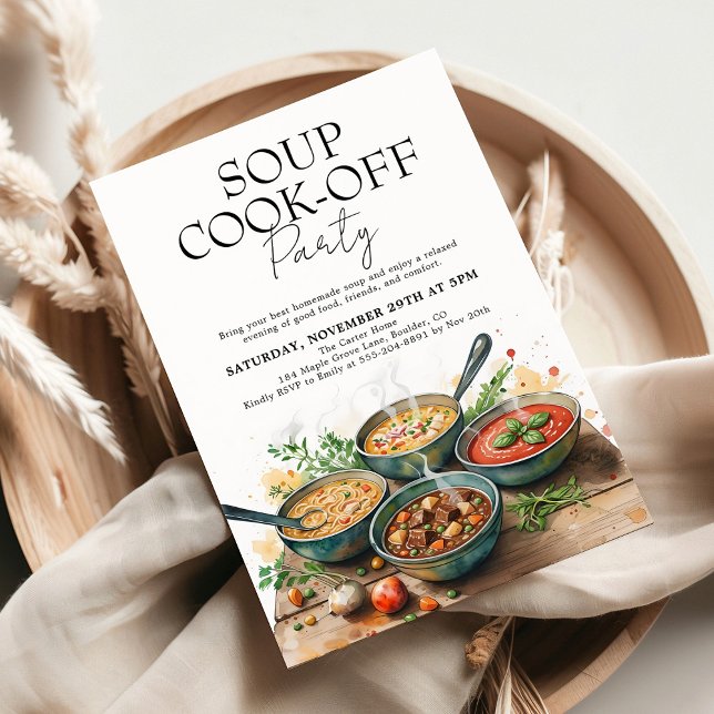 Invitación Fiesta de suerte de sopa rústica (Subido por el creador)