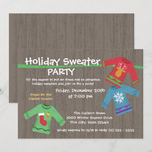 Invitación Fiesta de suéter fea navideño