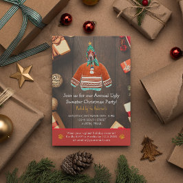 Invitación Fiesta de suéter feo de Basset Hound de vacaciones