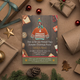 Invitación Fiesta de suéter feo de Basset Hound en vacaciones