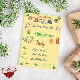 Invitación Fiesta de suéter feo de Navidad amarillo