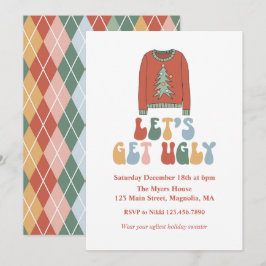 Invitación Fiesta de suéter feo de Navidad retro