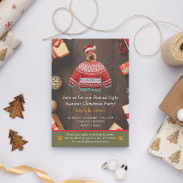 Invitación Fiesta de suéter feo de perro Airedale de vacacion
