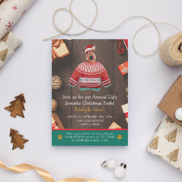 Invitación Fiesta de suéter feo de perro Airedale en Navidad