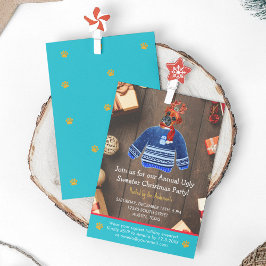 Invitación Fiesta de suéter feo de perro boxer de vacaciones 
