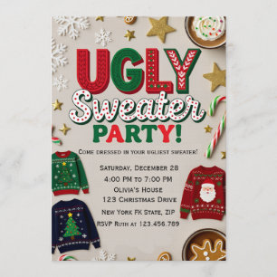 Invitación Fiesta de suéter feo editable