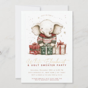 Invitación Fiesta de Suéter Feo Elefante Blanco