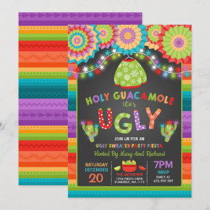 Invitación Fiesta de suéter feo invita a Fiesta Santo Guacamo