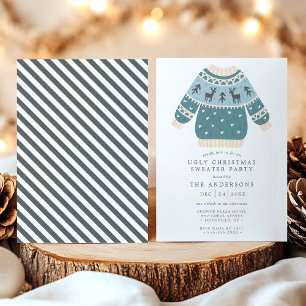 Invitación Fiesta de Suéteres Feos de Navidad de Ciervos