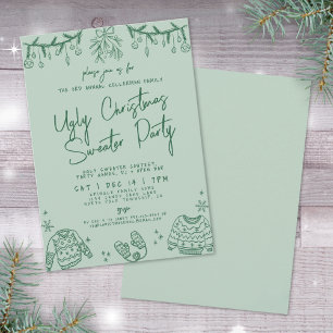 Invitación Fiesta de suéteres feos de Navidad dibujados a man