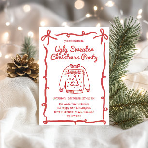 Invitación Fiesta de suéteres feos de Navidad Retro