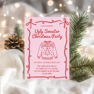 Invitación Fiesta de suéteres feos de Navidad Retro