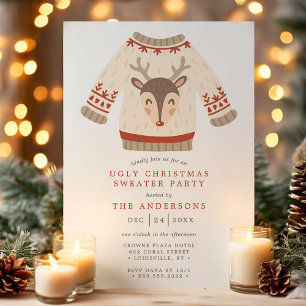 Invitación Fiesta de suéteres feos y navideños de renos