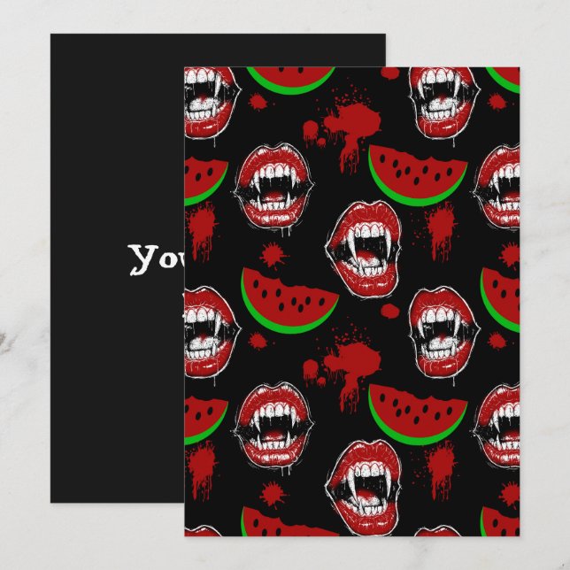 Invitación Fiesta de Summerween Menú divertido de vampiros  (Anverso / Reverso)