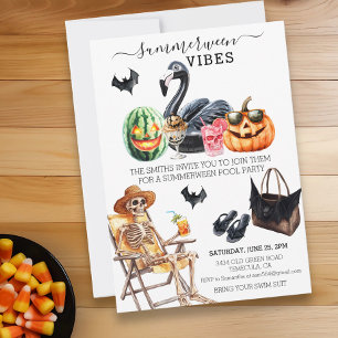 Invitación Fiesta de Summerween Piscina de Verano Gótico