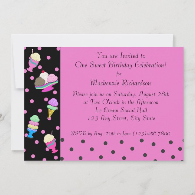 Invitación Fiesta de Sundae Shoppe (Anverso)