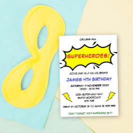 Invitación Fiesta de Superhéroes Cumpleaños Feliz