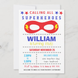Invitación Fiesta de Superhéroes Cumpleaños Feliz