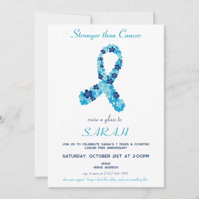 Invitación Fiesta de superviviente de la conciencia sobre el  (Anverso)