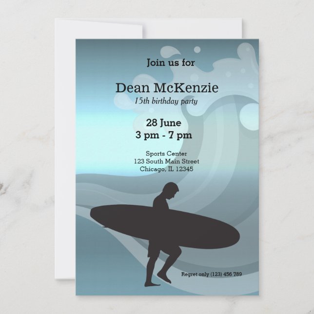 Invitación Fiesta de Surfing (Anverso)