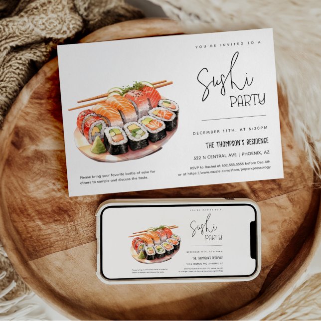 Invitación Fiesta de Sushi Cualquier Ocasión Fiesta Noche de  (Subido por el creador)