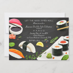 Invitación Fiesta de Sushi de Comida Japonesa