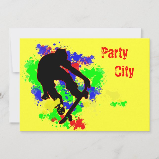 Invitación Fiesta de tabla de planchas de graffiti (Anverso)