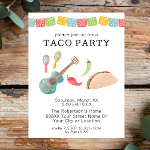 Invitación Fiesta de Taco Mexicano Nocturno