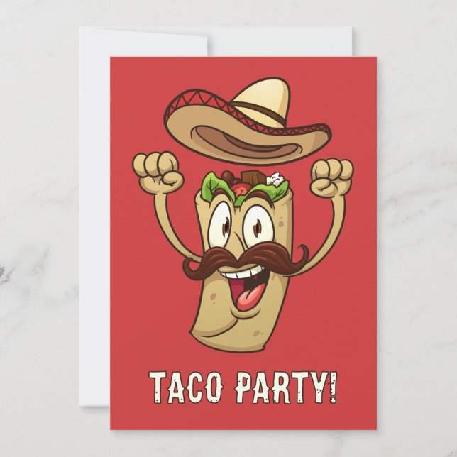 Invitación Fiesta de Tacos de Texto Personalizado (Anverso)