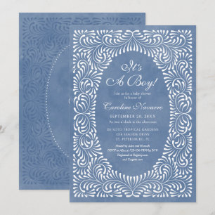 Invitación Fiesta de Talavera para Niños Azules Baby Shower