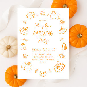 Invitación Fiesta de tallado de calabaza con mano corta Hallo