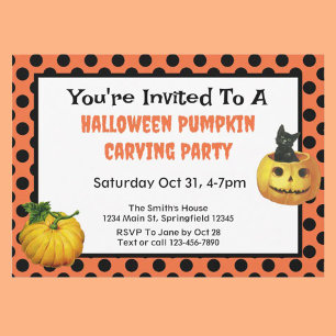 Invitación Fiesta de tallado de calabaza de Halloween para ni