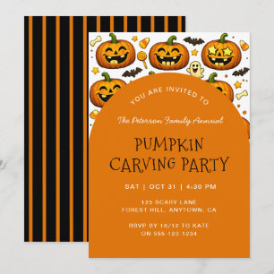 Invitación Fiesta de tallado de calabazas de Halloween Jack O