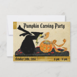 Invitación Fiesta de tallado de Halloween de Brujas y Calabaz